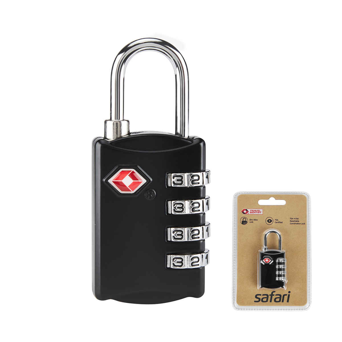 Safari TSA Lock with 4 Dial Black