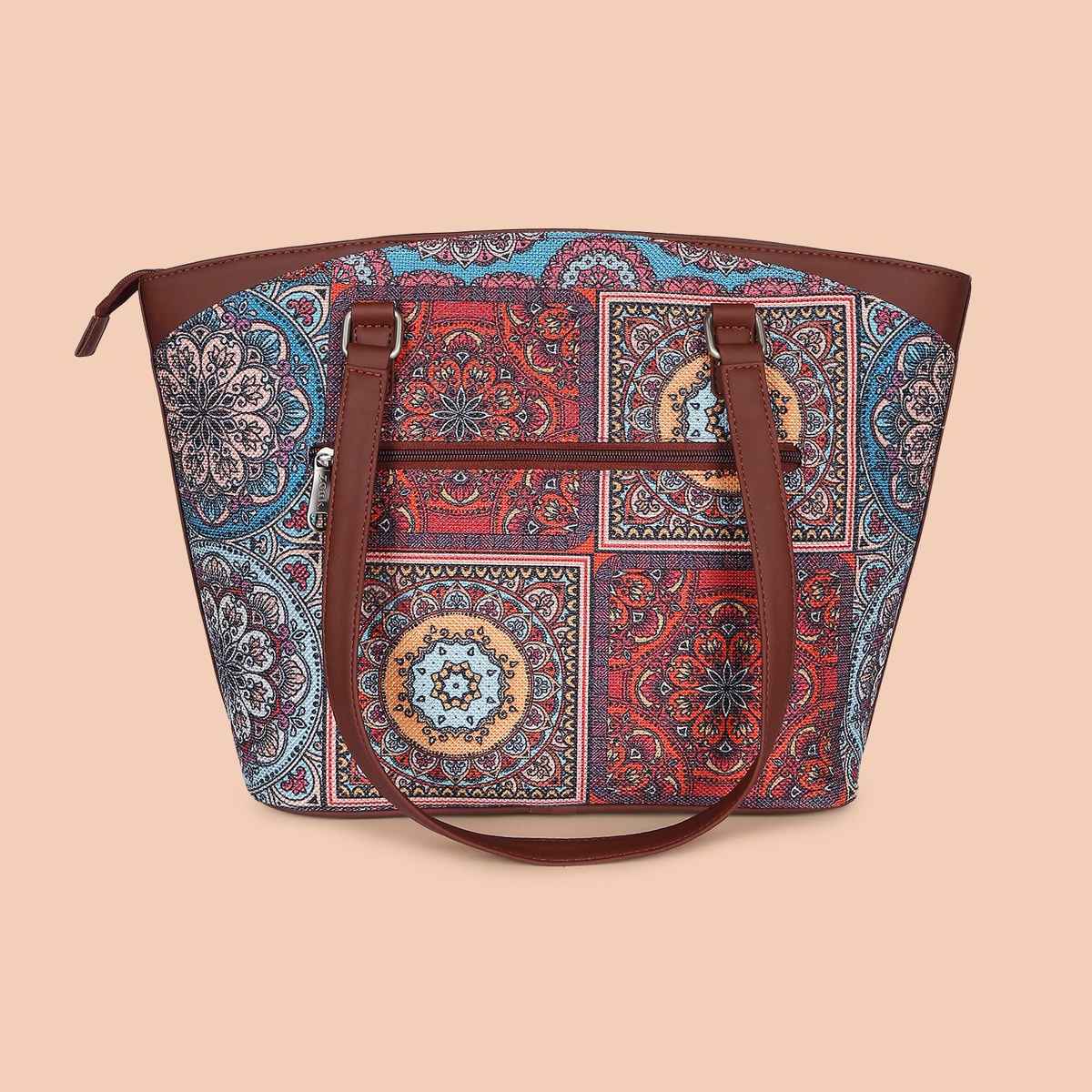 Zouk Women's Vegan Leather 10 L Double Strap Tote Bag | Multicolour - Standard