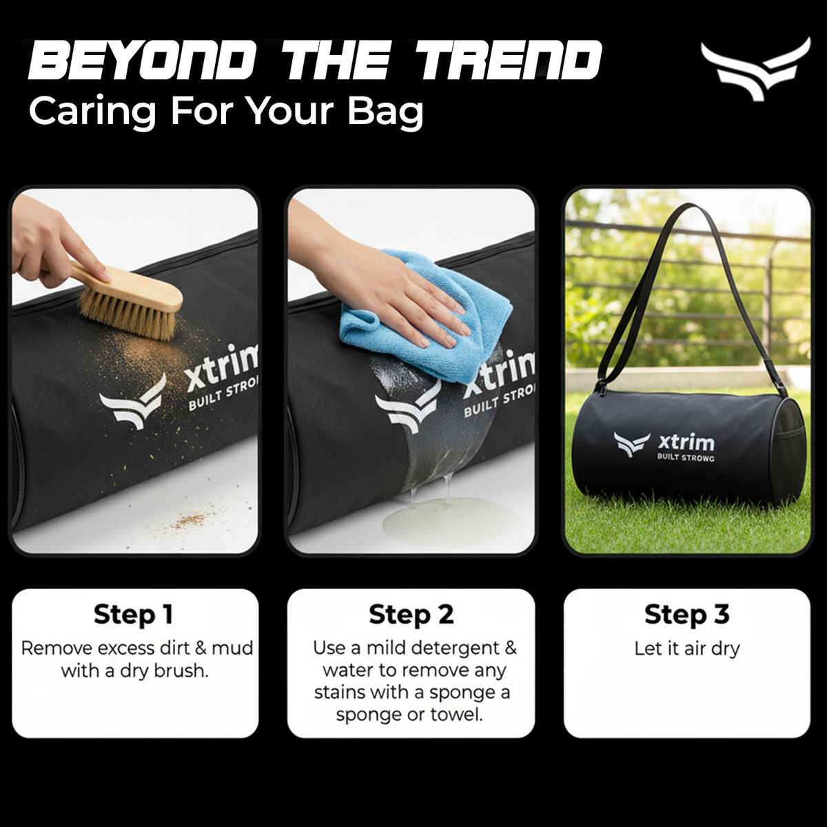 Xtrim Flex Duffle Bag 20L with Shoe Compartment for Men & Women | Gym, Travel & Sports Bag | Black