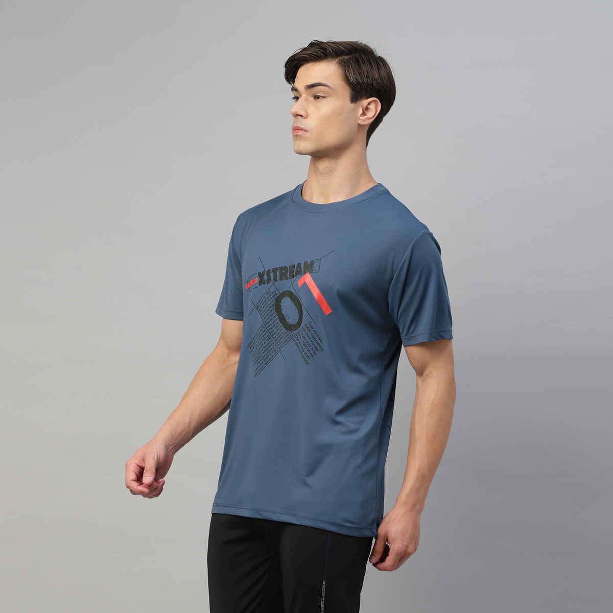 Dida Men's Dry Fit Sports T-Shirt | Comfortable and Stretchable | Bearing Sea - L