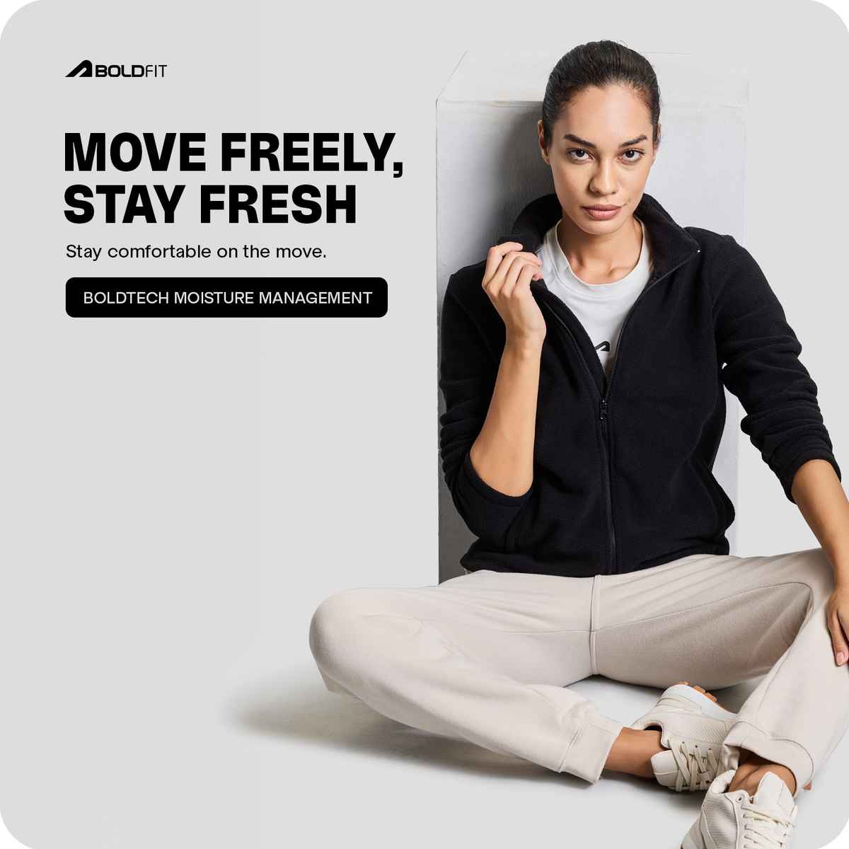 Boldfit Women's Sweatshirt Full Zipper Heavy Fleece Natural Insulation Pullover | Black - S