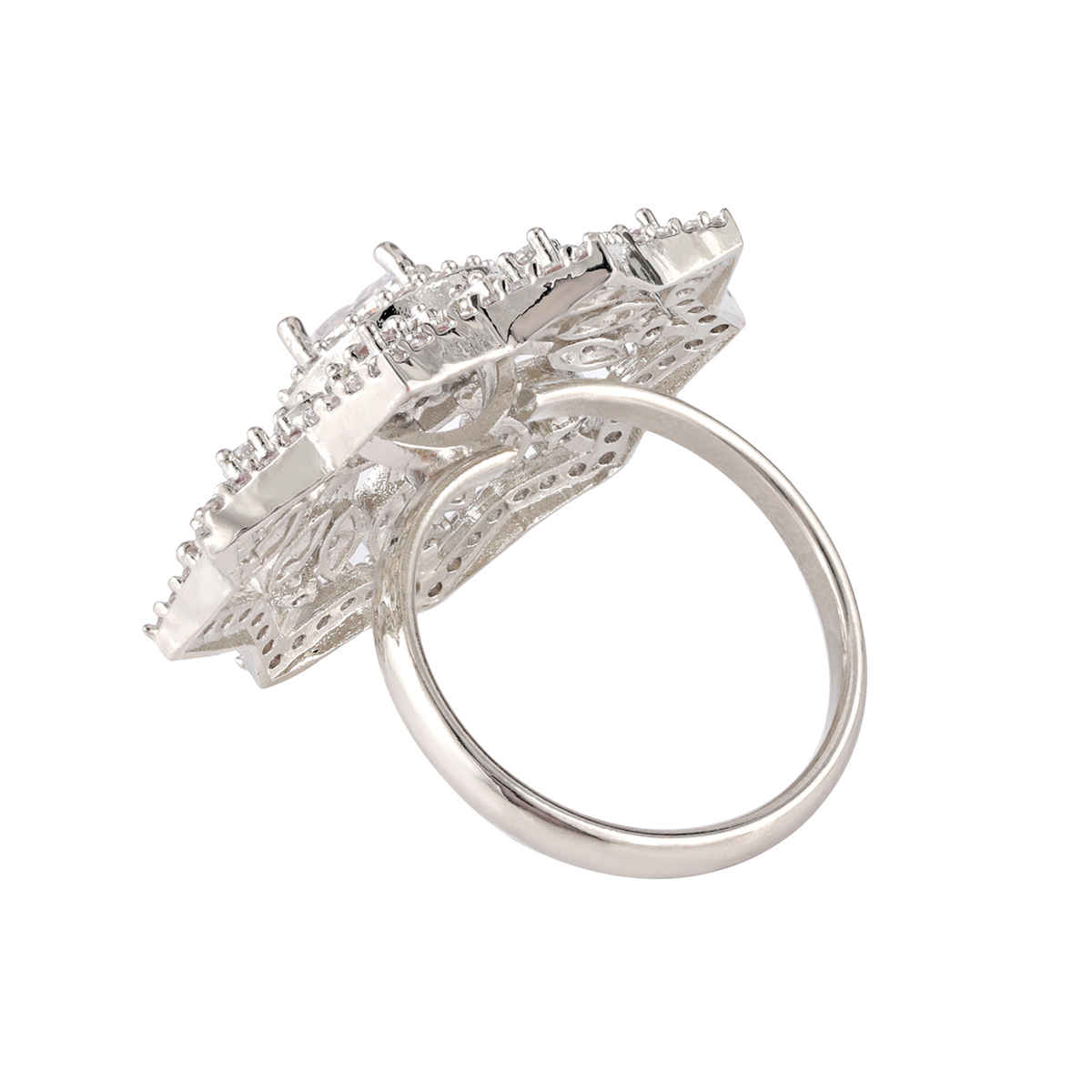 Voylla Sparkling Elegance Crystal Crown American Diamond Ring