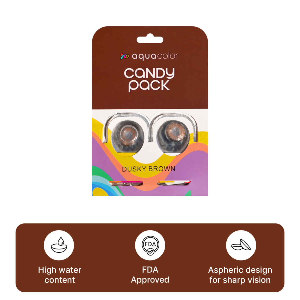 Aquacolor Candy Pack with Zero Power Daily Disposable Lens Dusky Brown