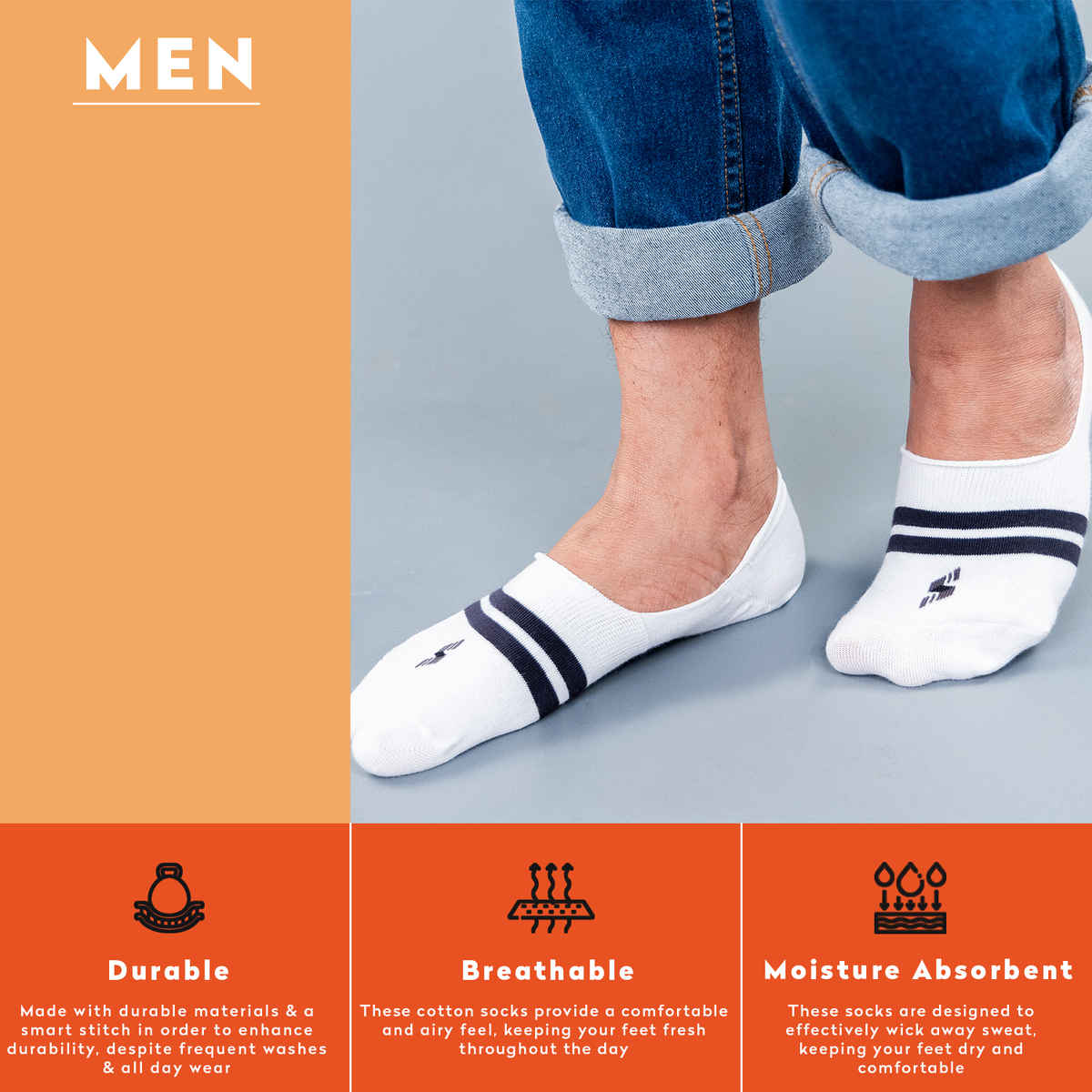 Supersox Men's Combed Cotton Loafer Socks | Multicolour - Free Size