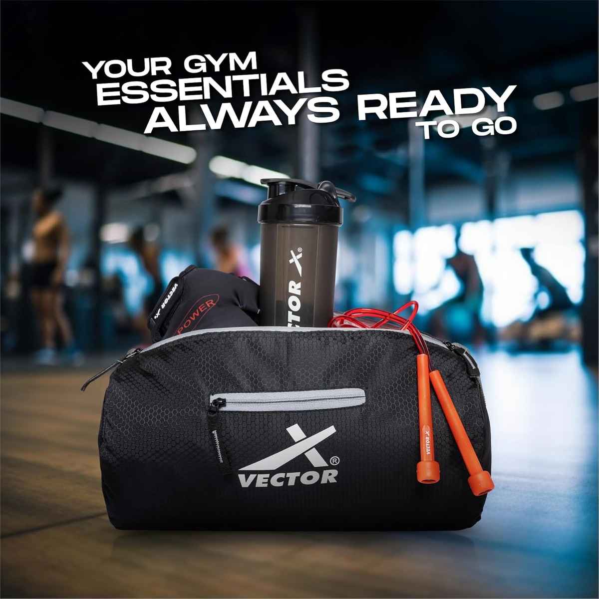 Vector X Unisex Textured Polyester 17 L Gym Bag | Black