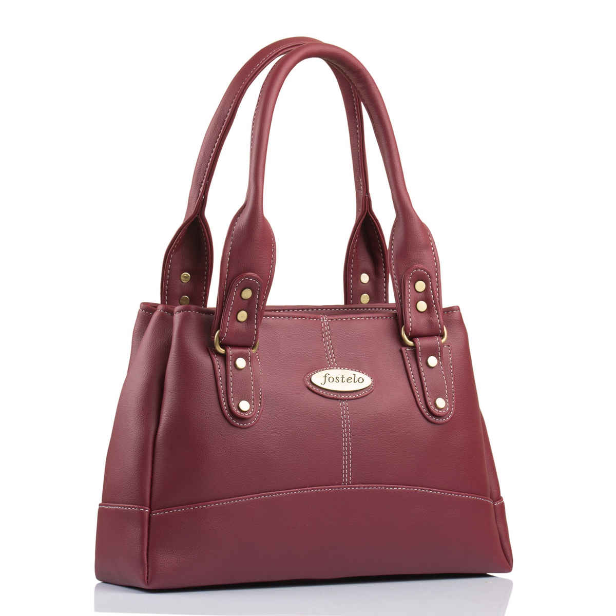 Fostelo Women's Vegan Leather Catlin Handbags Shoulder Hobo Bag Ladies Purse | Maroon | Large