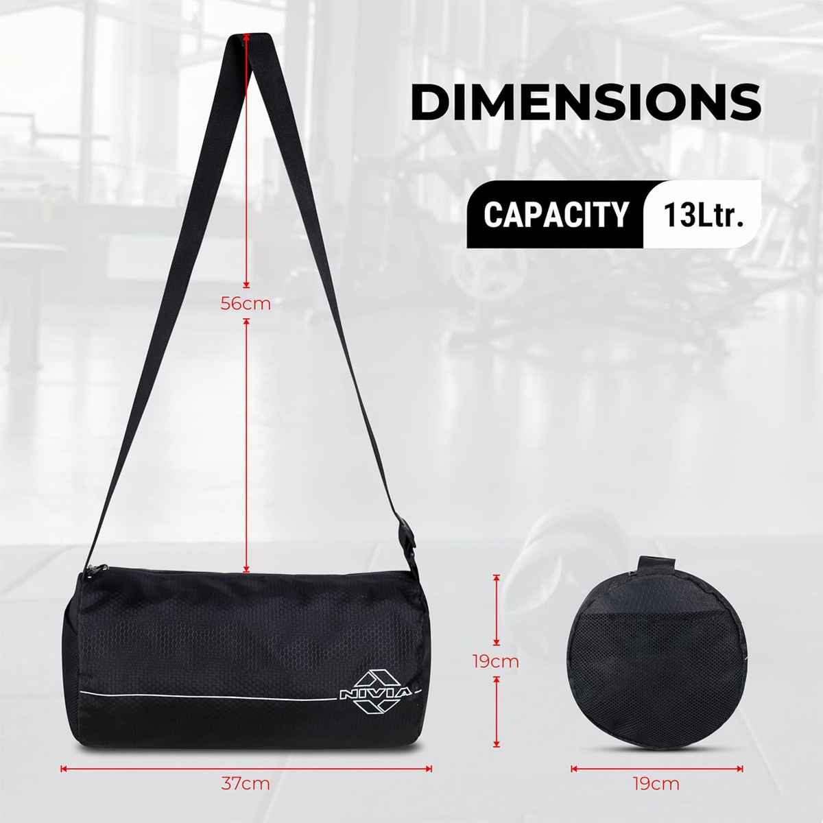 Nivia Men's Solid Polyester 13 L Web Handle Duffle Bag | Black