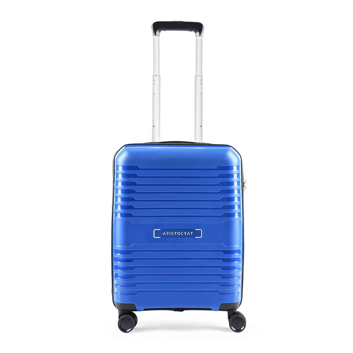 Aristocrat Unisex Textured PP 55 L Retractable Hard Luggage Trolley Bag | Blue - 56 cm
