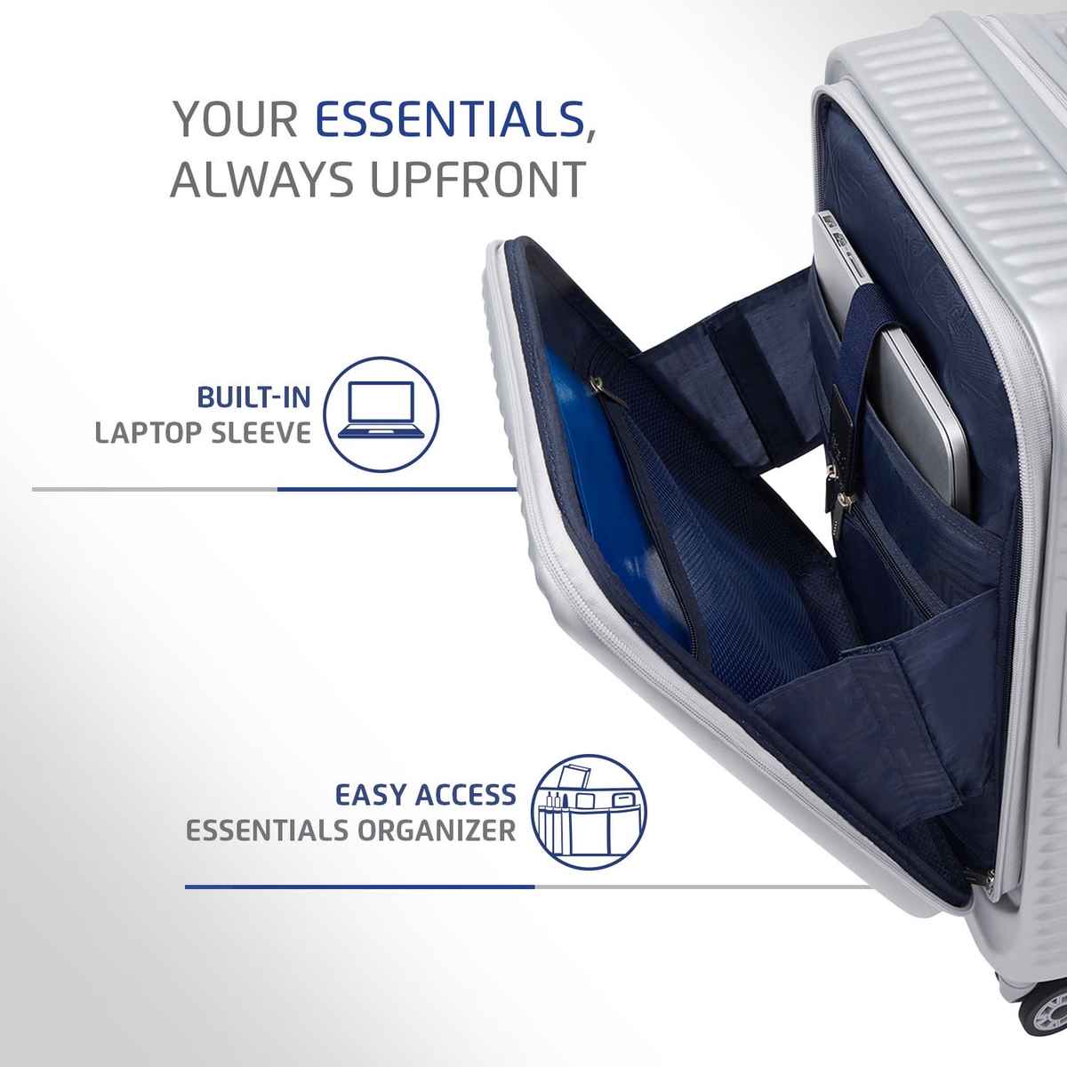 Safari Textured Polycarbonate 100 L Telescopic Hard Luggage | Silver - 55 cm