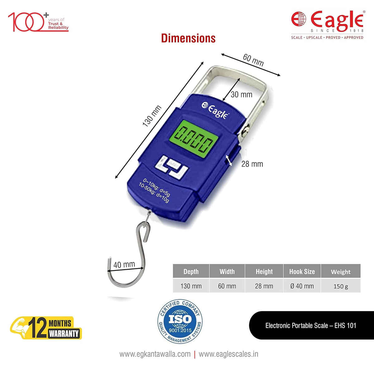 Eagle Plastic and Iron 50 L Luggage Scale | Black - One Size