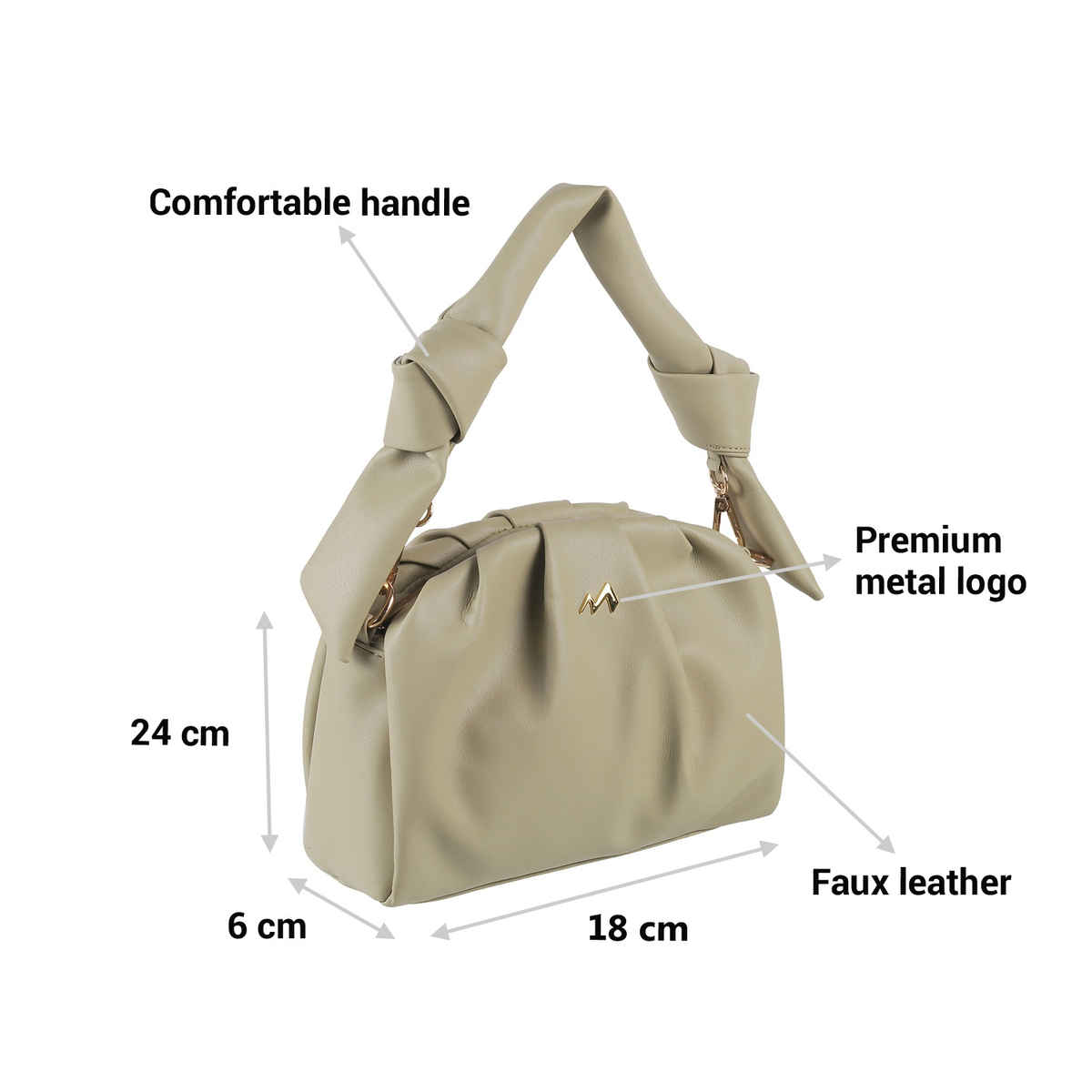 Metro Women's Solid Synthetic Leather 2.7 L Top Handle Shoulder Bag | Green - One Size