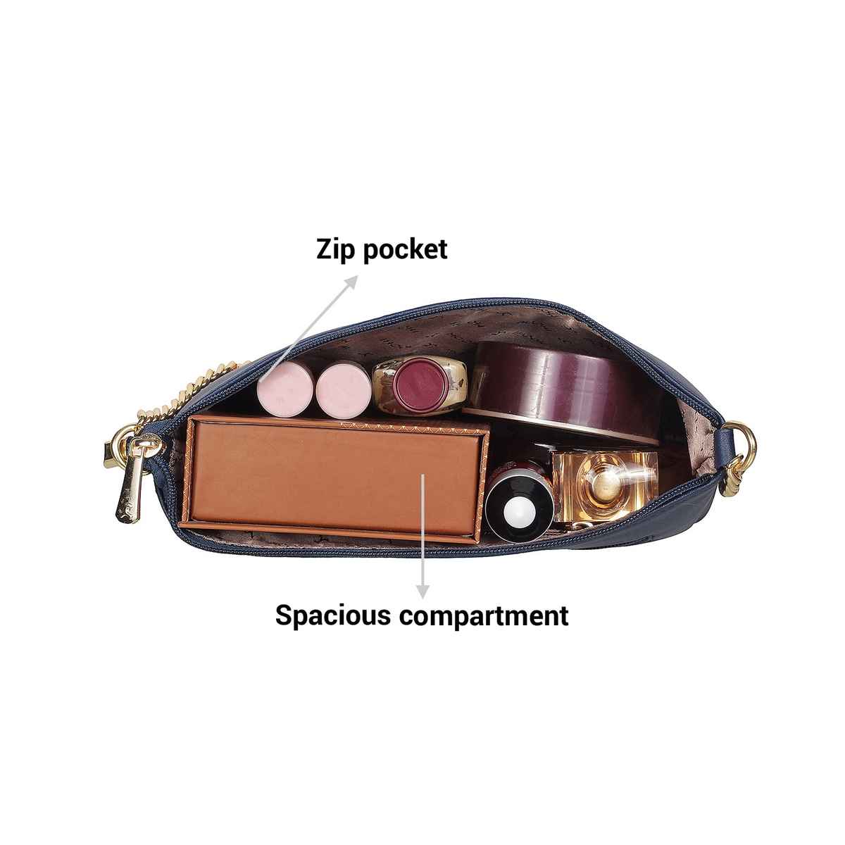 Mochi Blue Synthetic Sling Bag for Women | 66-7674-45