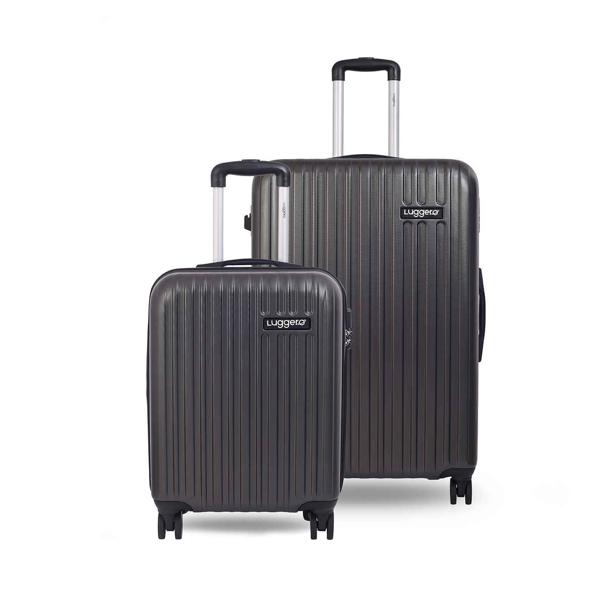 Luggero Classic Trolley Bag | Dark Grey - L,S Pack of 2