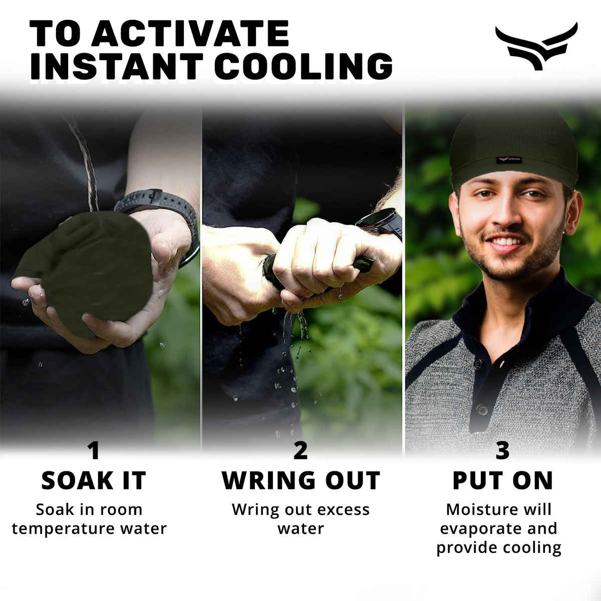 Xtrim Skull Cap for Bikers/Cyclists, Inner Helmet Liner, Sweat Cooling | Khaki | One Size Fits All