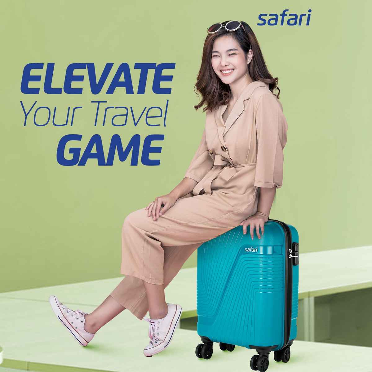 Safari Textured ABS and Polycarbonate 60 L Telescopic Cabin Luggage | Teal - 56 cm