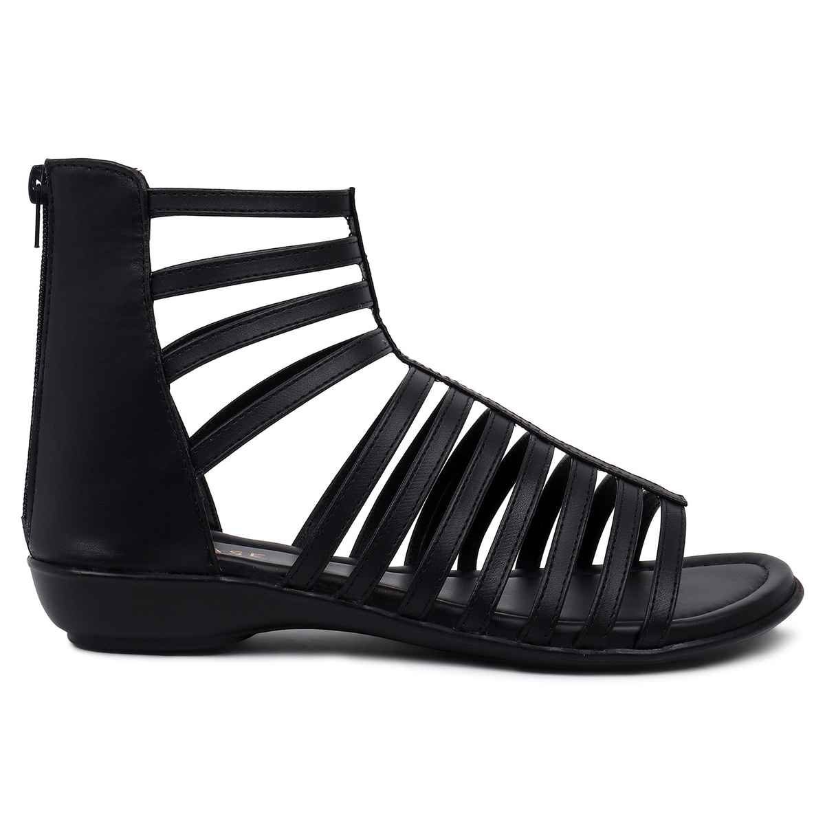 Trase Women Fashion Flat Gladiator Sandals - Black | 7 UK