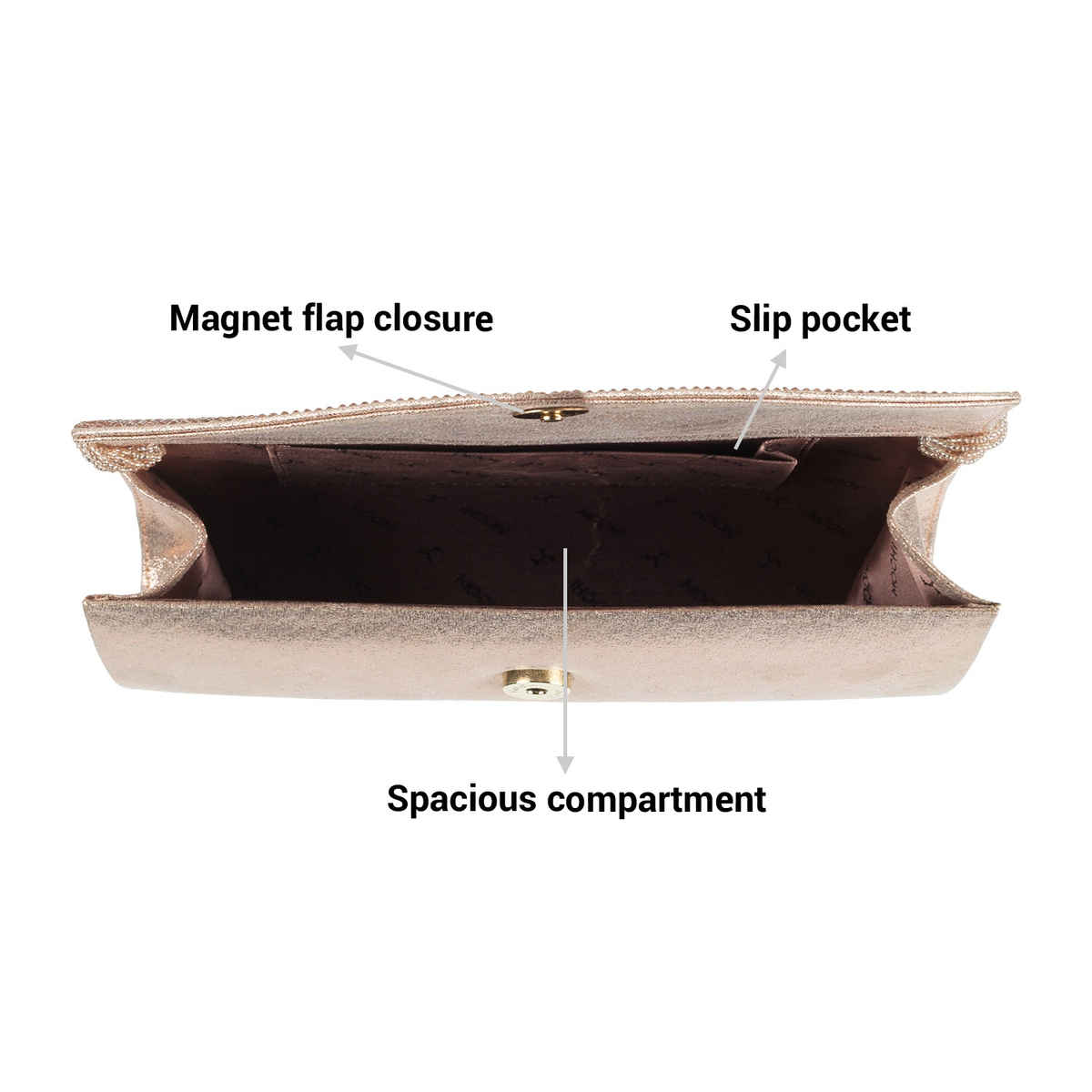 Mochi Rose Gold Synthetic Hand Bags for Women | 38-7214-52