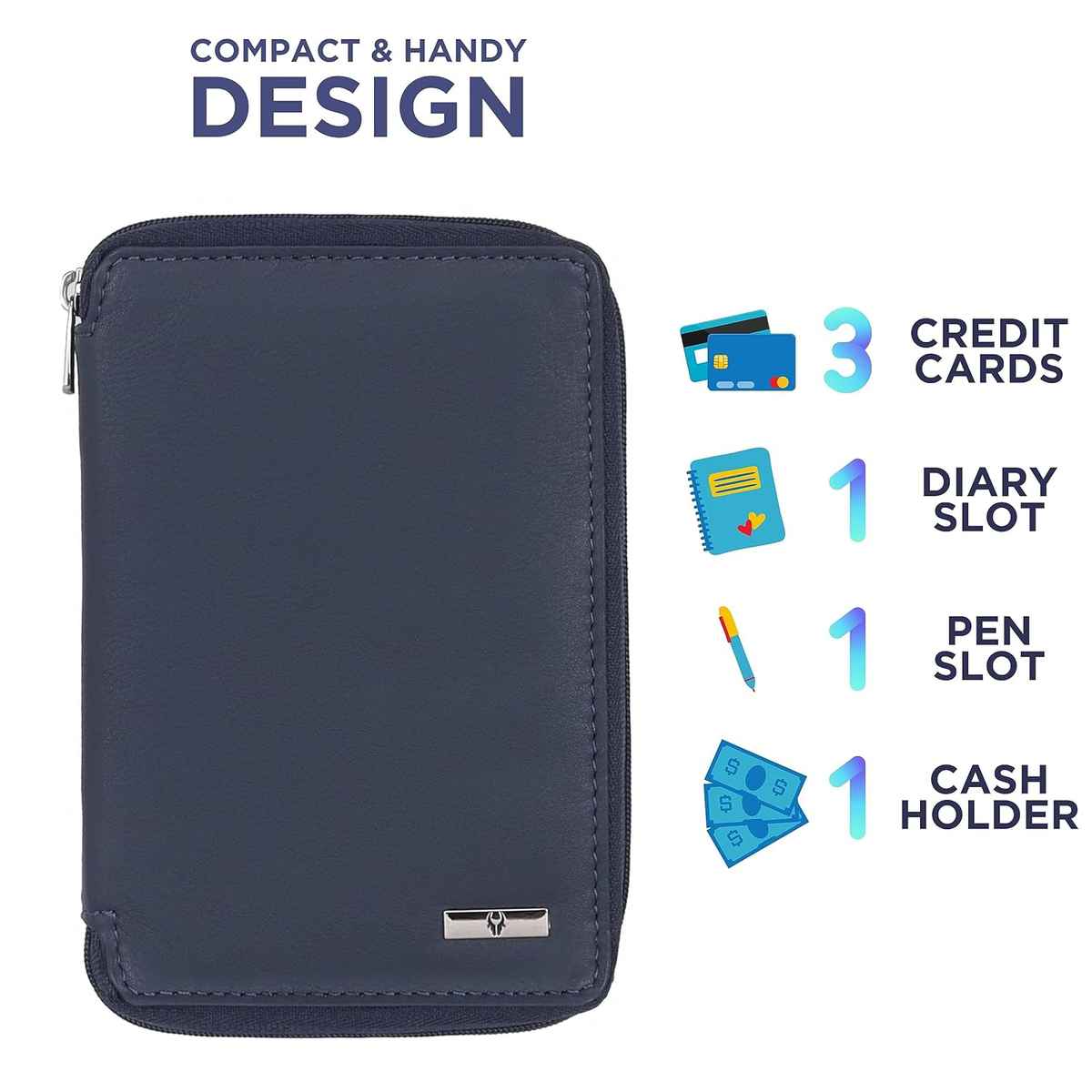 WILDHORN Leather Full Zipper Cover Passport Holder for Men & Women | Blue