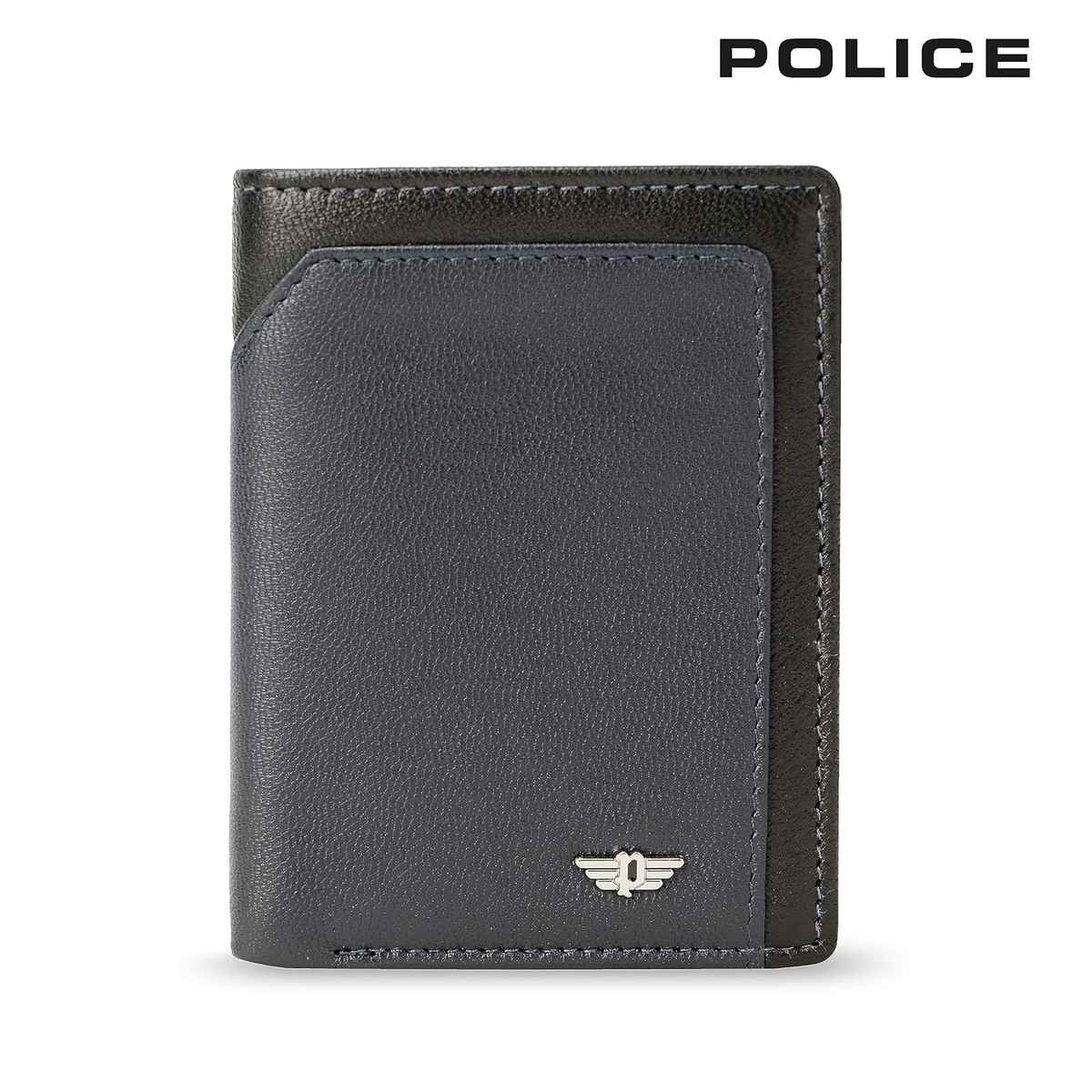 Police Men's Solid Genuine Leather Wallets | Black and Navy - Free Size