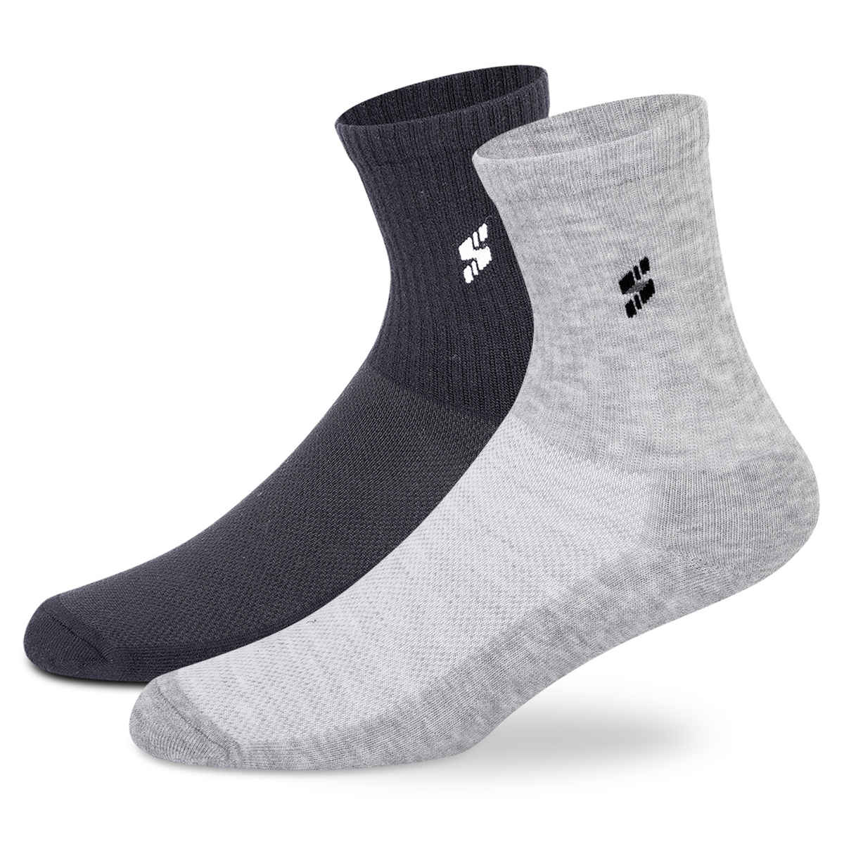 Supersox Men's Solid Combed Cotton Socks | Black and Grey - Free Size