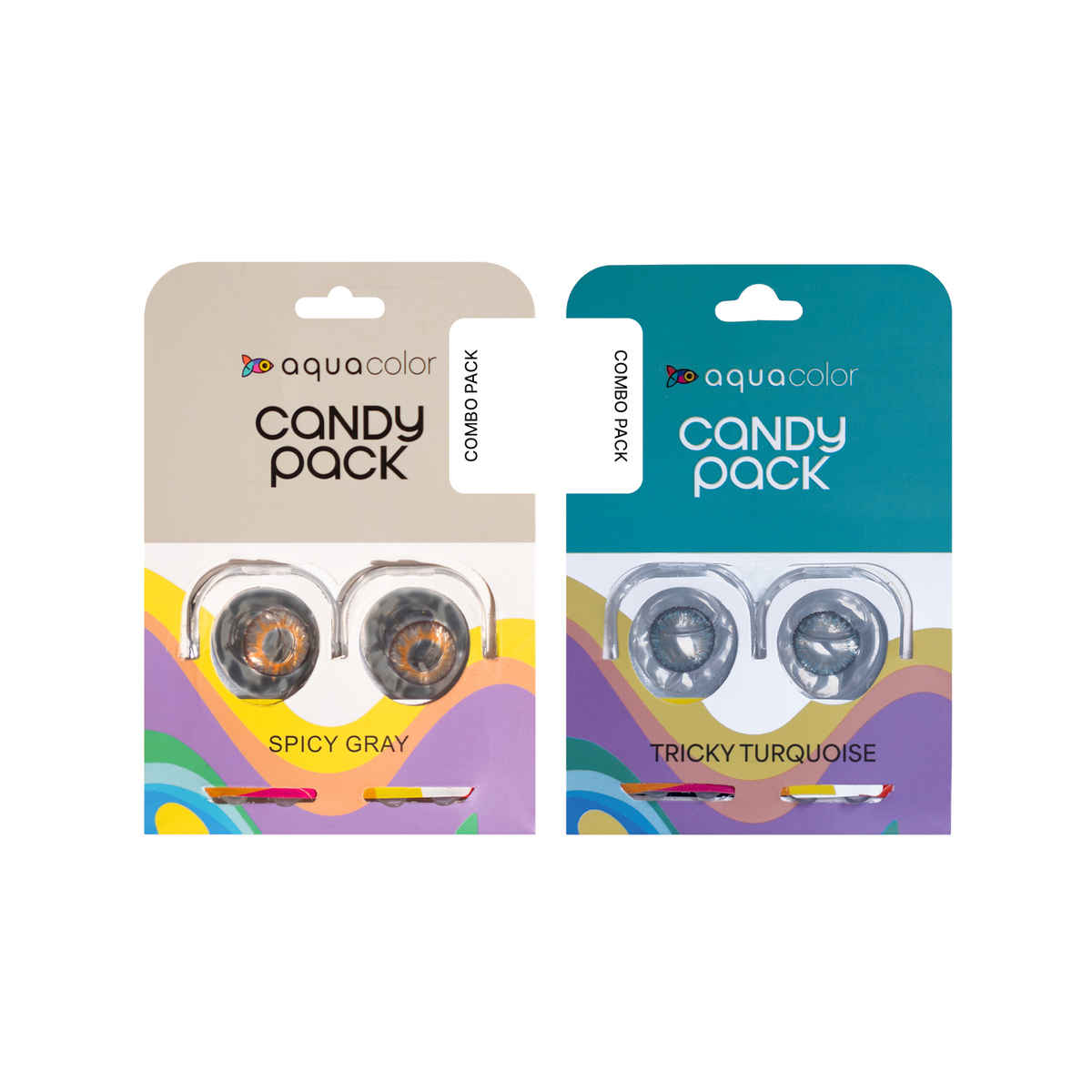 Aquacolor Candy Pack with Zero Power Daily Disposable Lens Spicy Gray and Tricky Turquoise