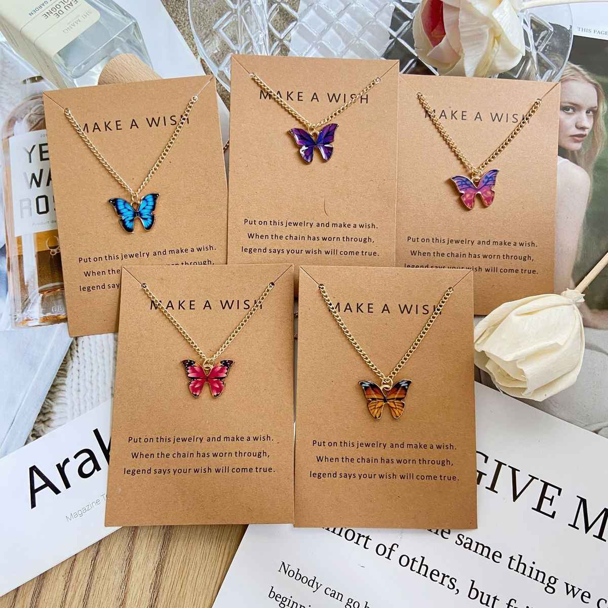 Shining Diva Fashion 5 Pcs Stylish Butterfly Jewellery Necklace Set for Women and Girls | 15200np