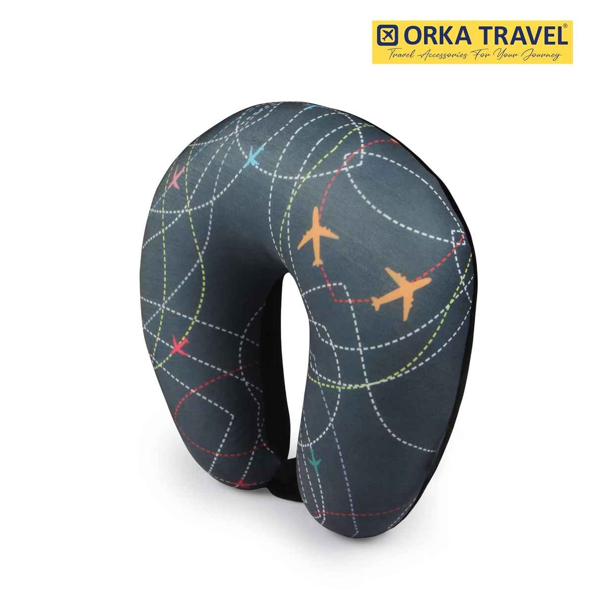 Orka Travel Digital Printed Microbeads U Neck Pillow |Aero plane