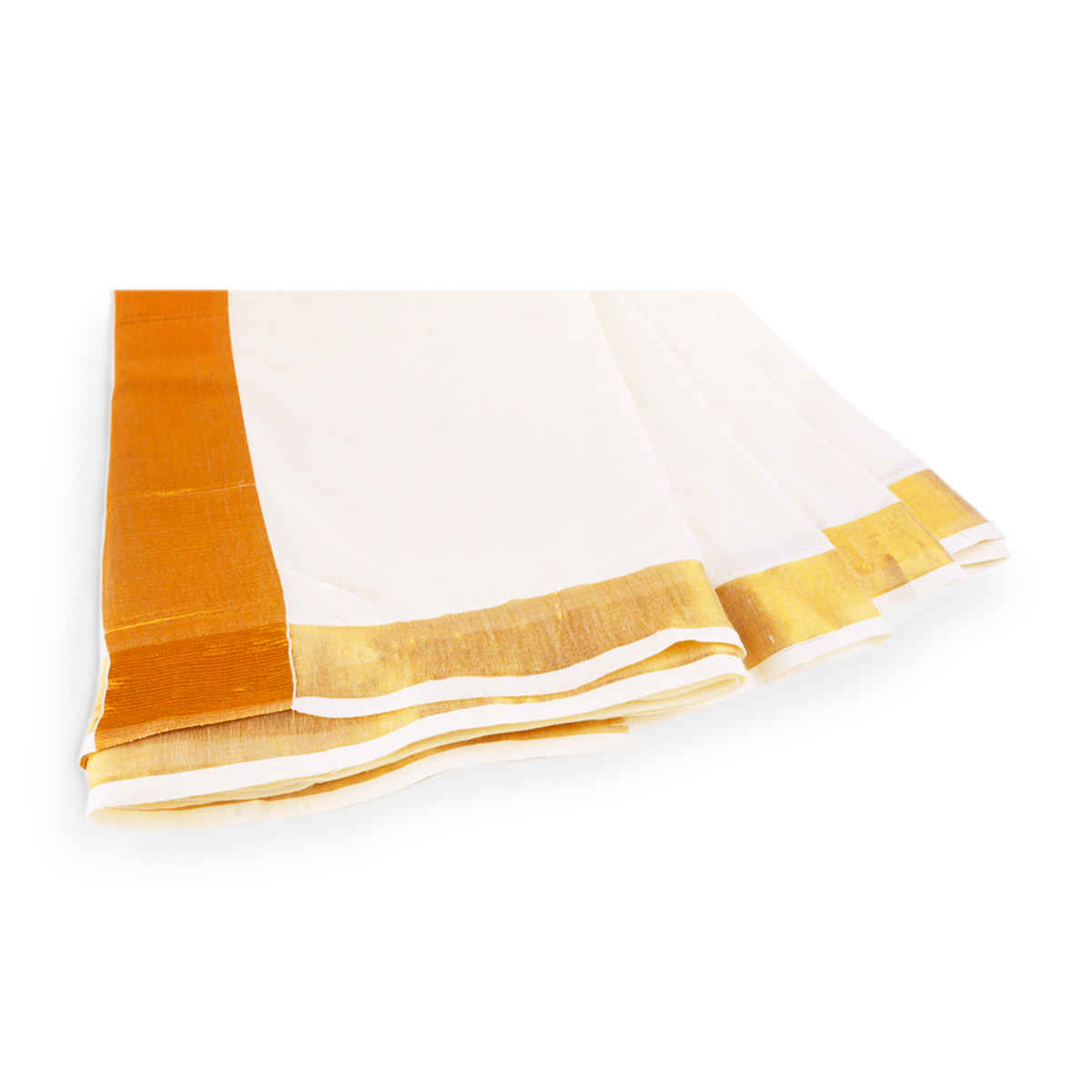 Peepal Clothing India Silk Emporium Kerala Cotton Saree With Zari Border | White and Gold