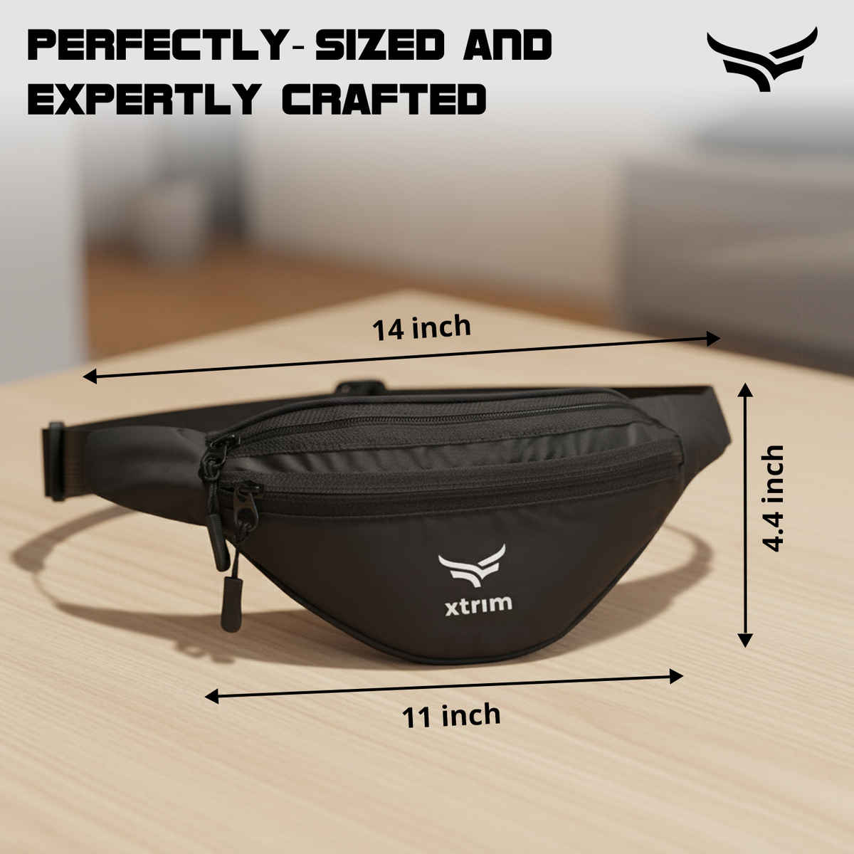 Unisex Waist Bag for Travelling, Gym and Outings with 3 Pockets