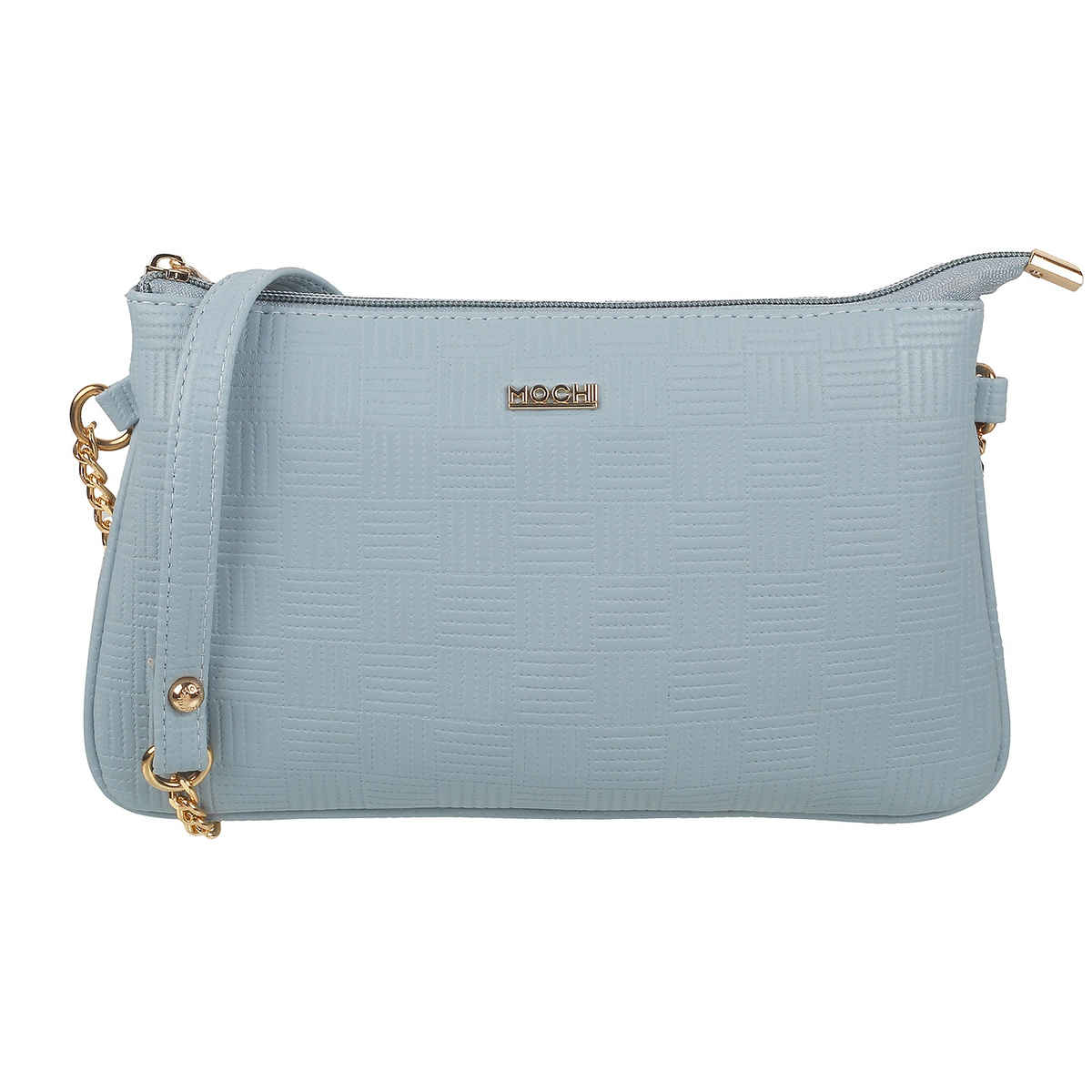 Mochi Light Blue Synthetic Sling Bag for Women | 230-8-32