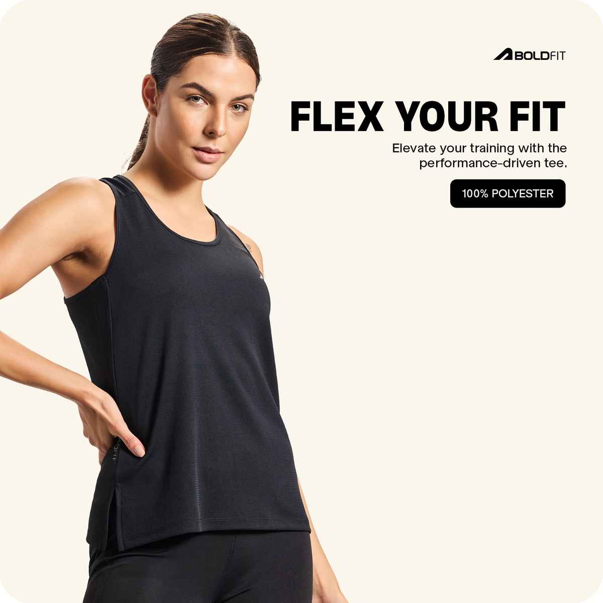 Boldfit Women's Sports Vest Sleeveless Gym Running Lightweight | Black - L