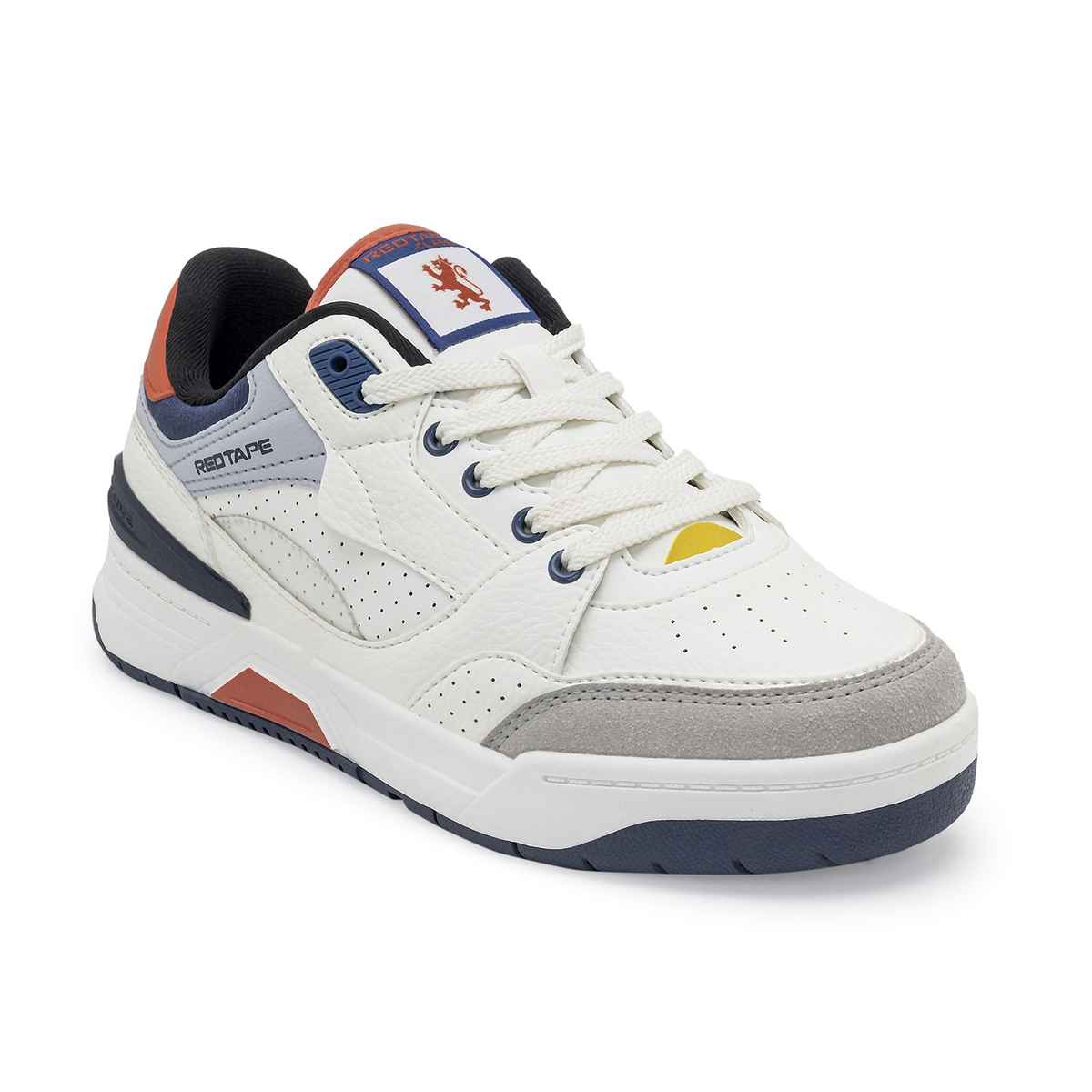 Red Tape Casual Lifestyle Shoes for Men | Cushioned Insole with Slip-Resistance | White-Navy - 8