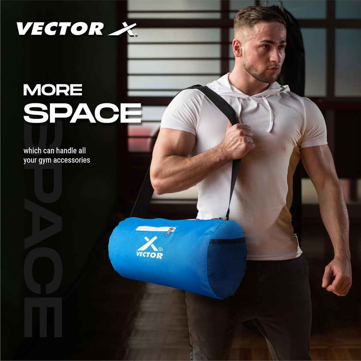 Vector X Unisex Textured Polyester 17 L Gym Bag | Blue - One Size