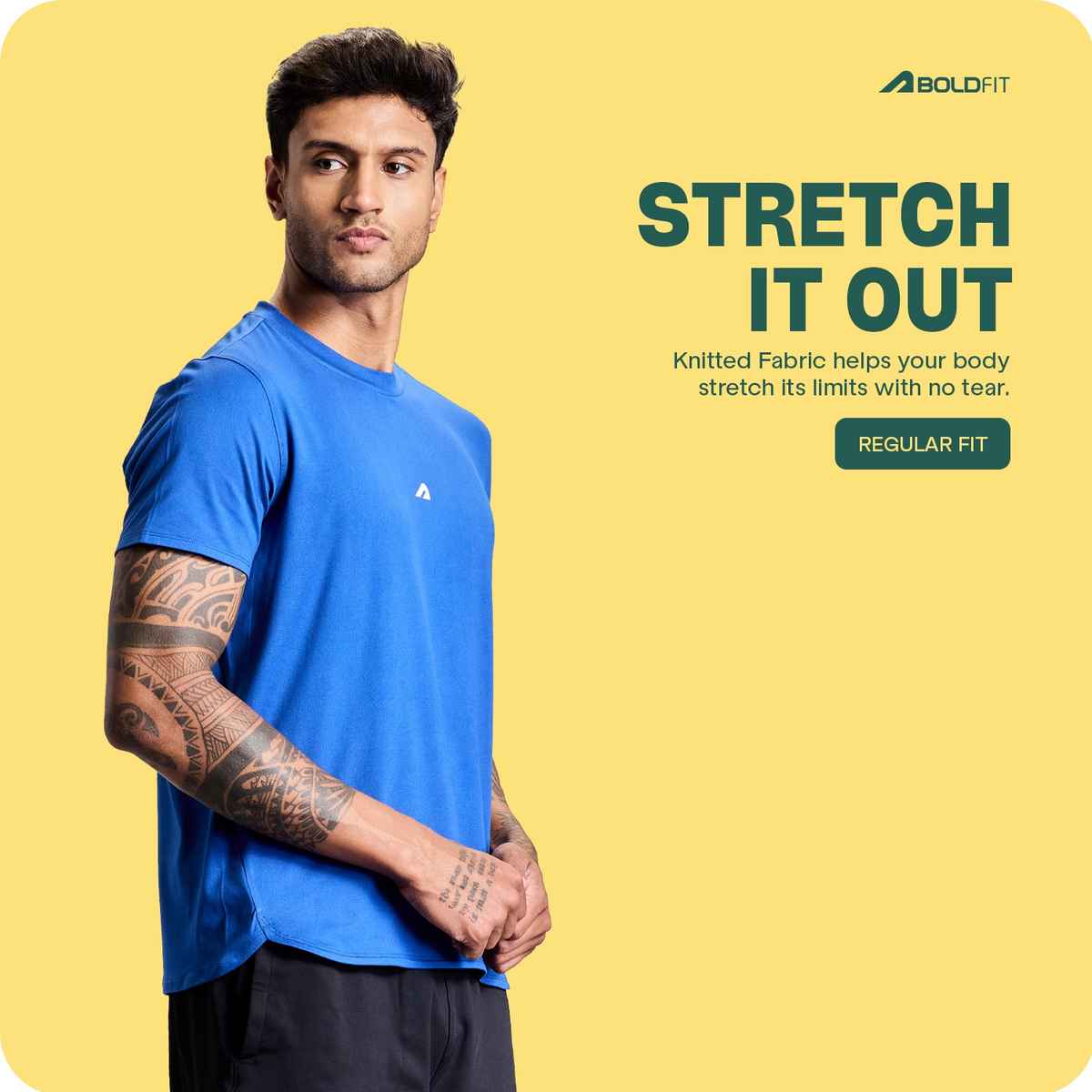 Boldfit Men's Gym T-shirt Round Neck Training T-shirt | Blue - L