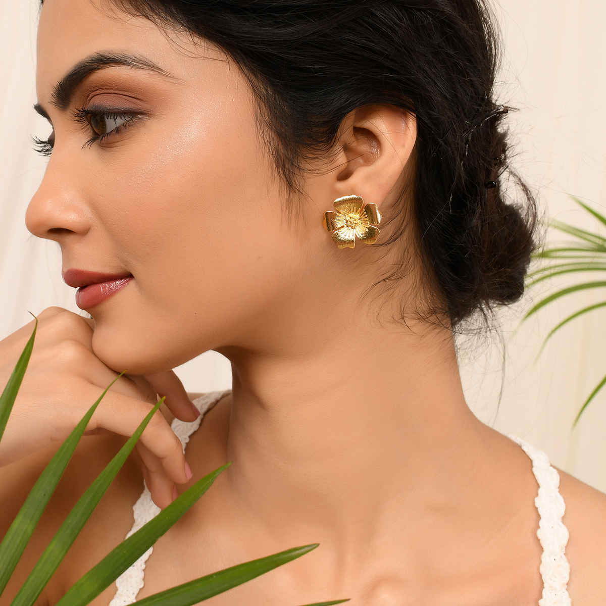 Voylla Hawaii Hibiscus Statement Studs