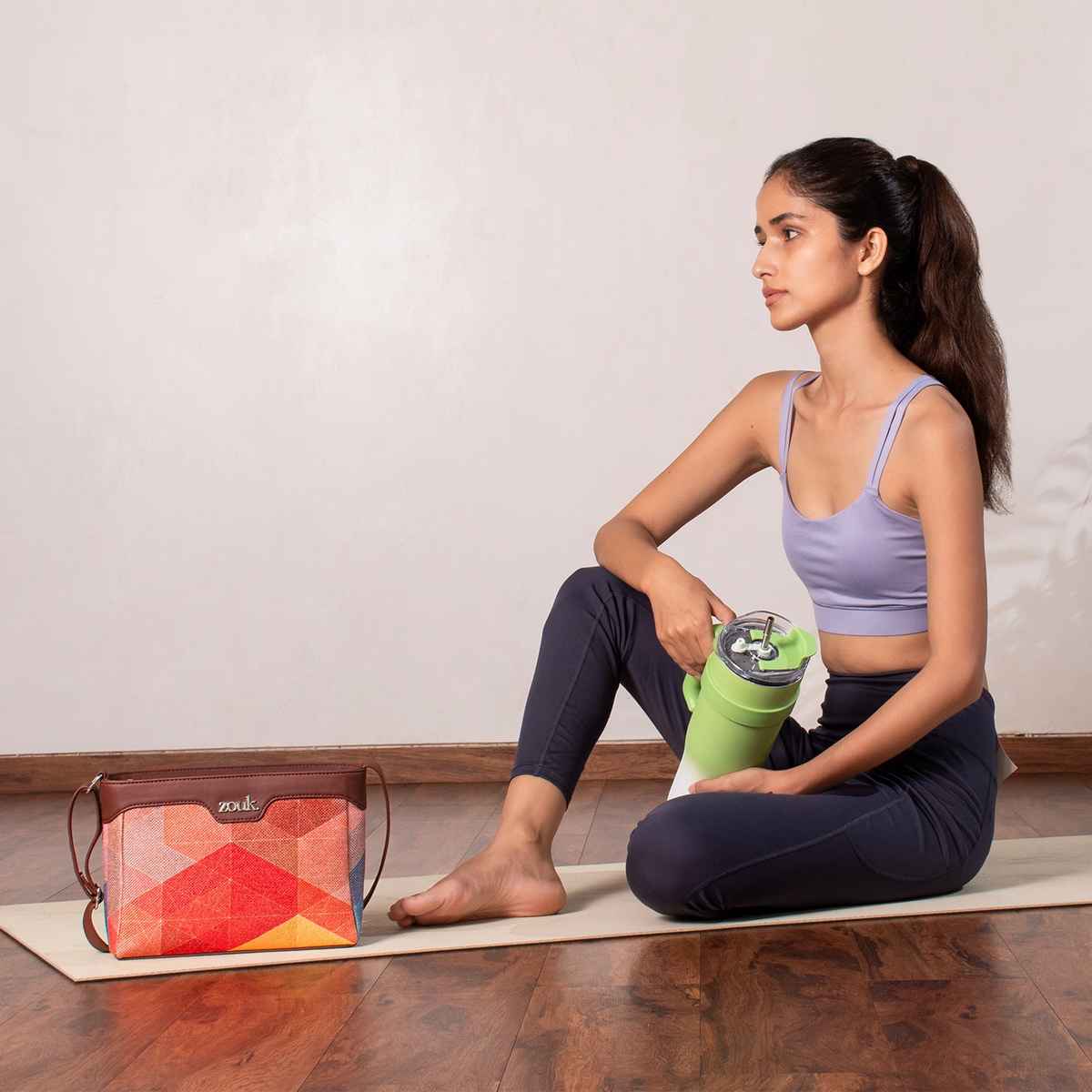 Zouk Women's Geometric Faux Leather 3.6 L Sling Bag | Assorted | One Size