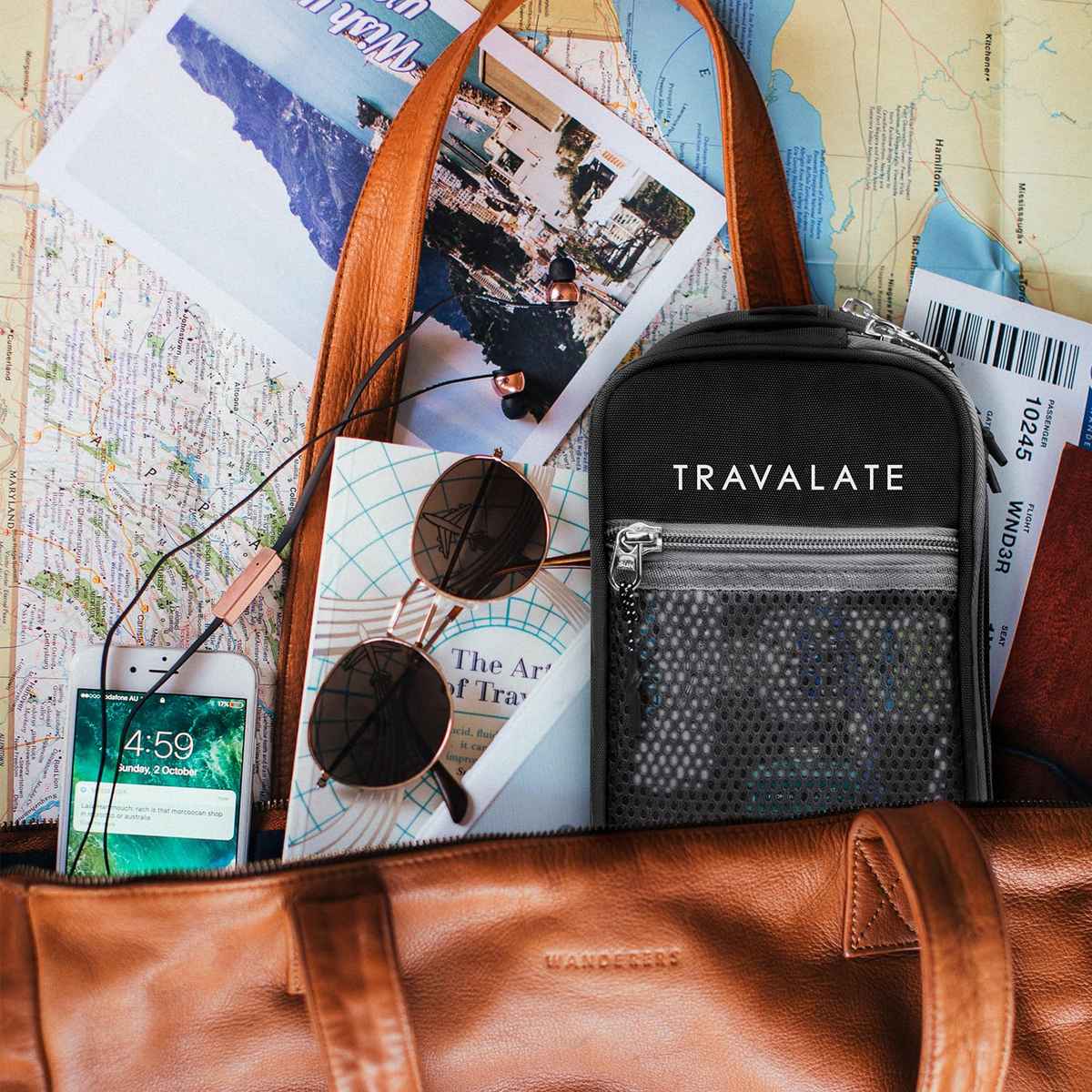 TRAVALATE Three Compartment Travel Toiletry Kit | Black