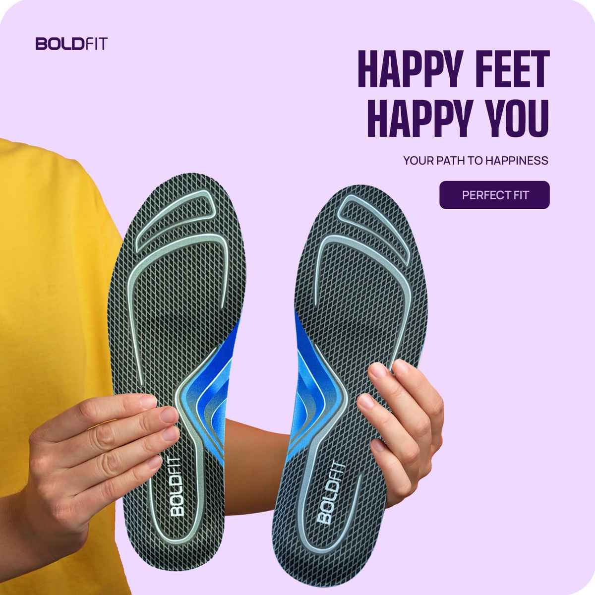 Boldfit Arch Support For Flat Feet Silicone Insole For Shoes | Unisex | UK 9 - 12