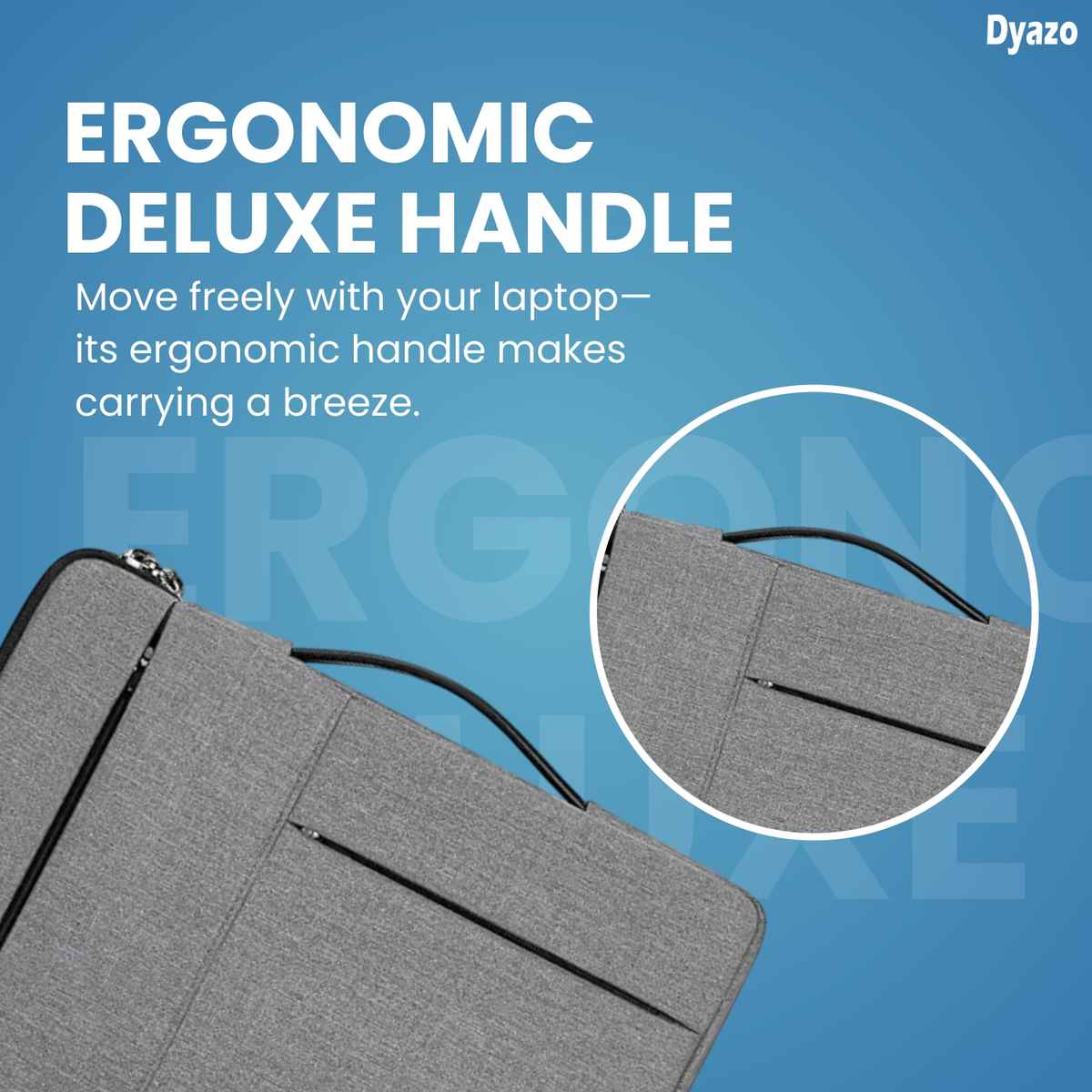 Dyazo Laptop Sleeve with Handle and Two Front Pockets | 15 to 15.6 Inch | Grey