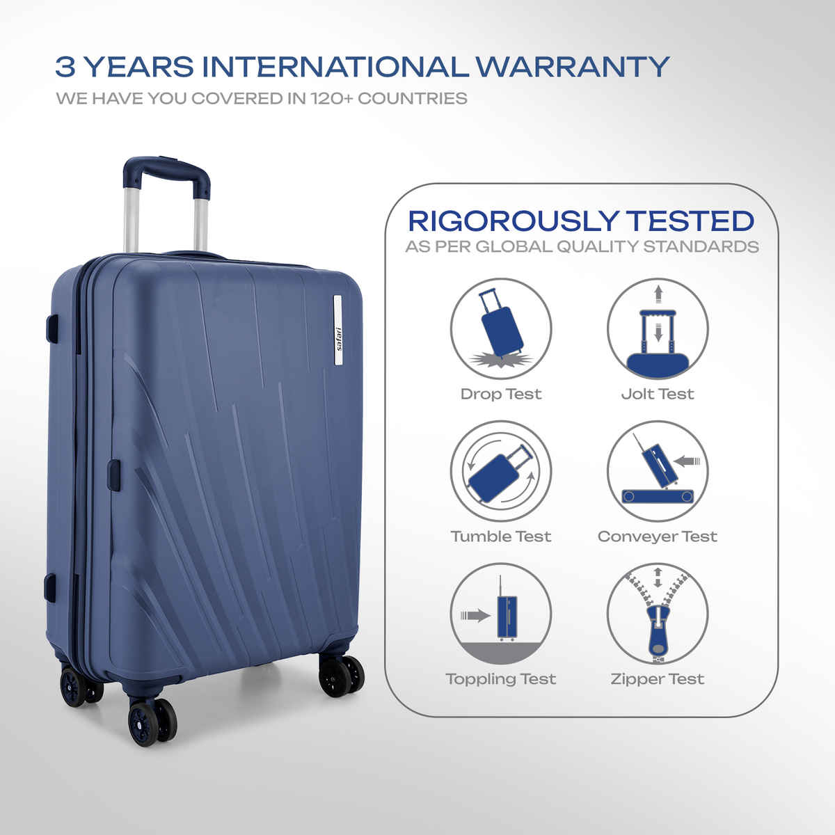 Safari Vamos Large Trolley Bag, 8 Wheels, Hard, Polypropylene | Cyan - 75 cm