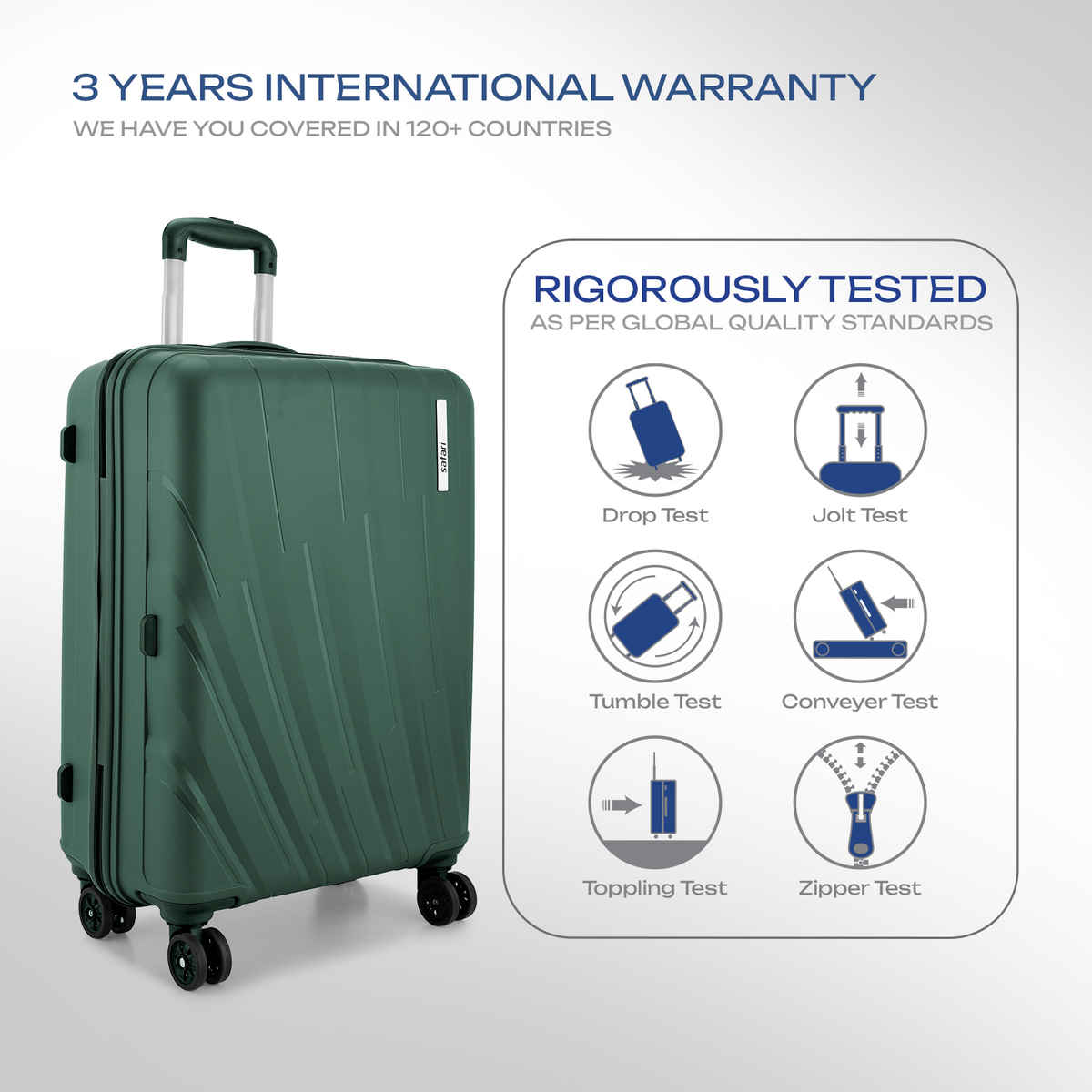 Safari Vamos Cabin Trolley Bag, 8 Wheels, Hard, Polypropylene | Dusk Green - 55cm