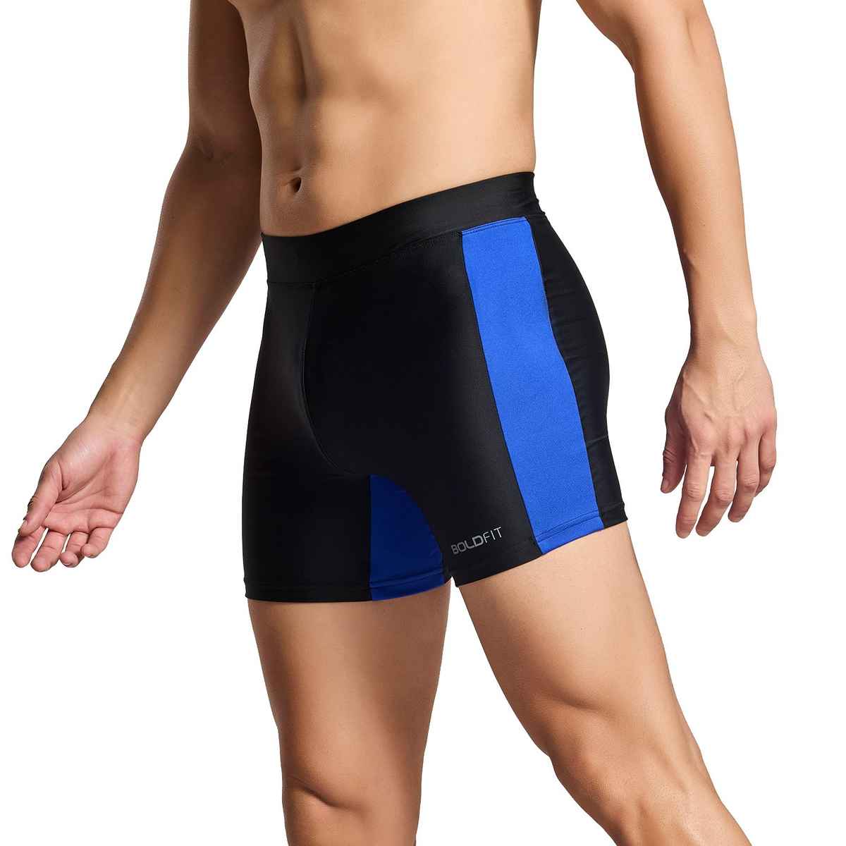 Boldfit Men's Swimming Shorts Adjustable Breathable Quick Drying | Black - L
