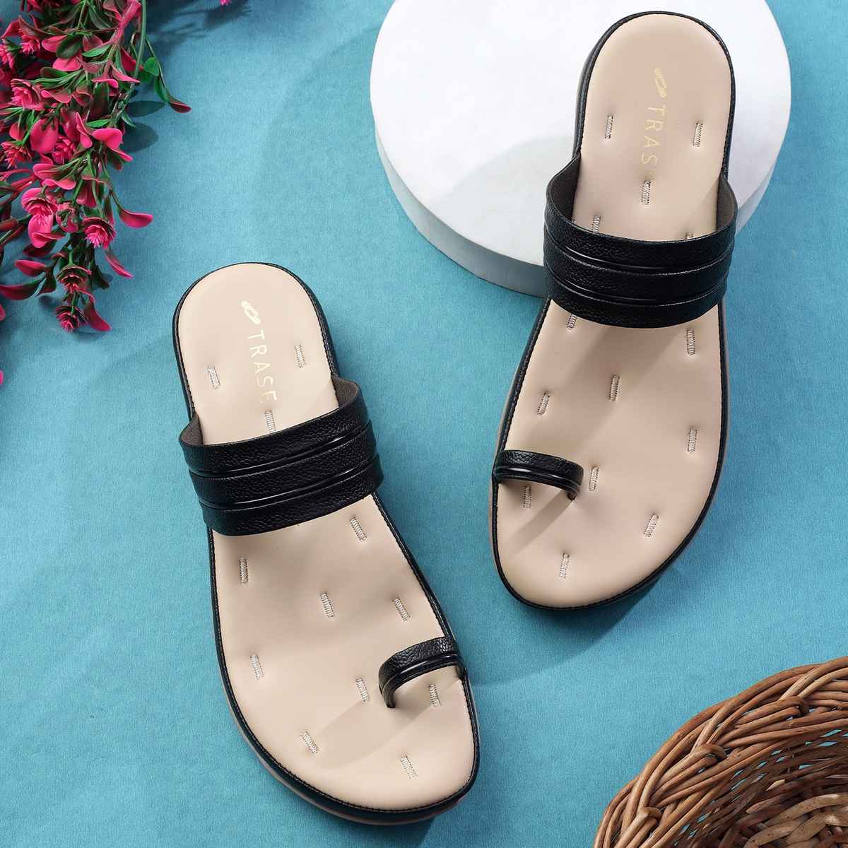 Trase Comfortable Flat Slippers For Women - Black | 8 UK