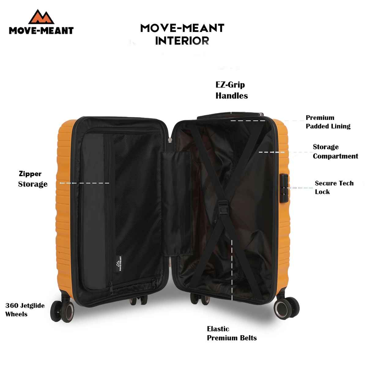 Move-Meant WanderWare Small Cabin Suitcase Polypropylene Orange Trolley Bag for Men & Women - 55 cm