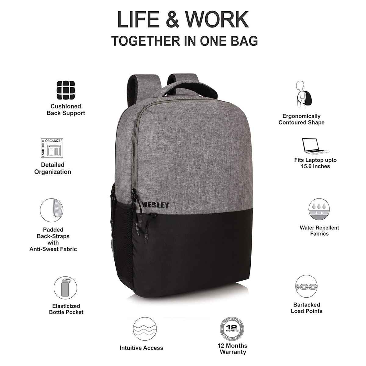 Wesley Mi-Grey Laptop Bag