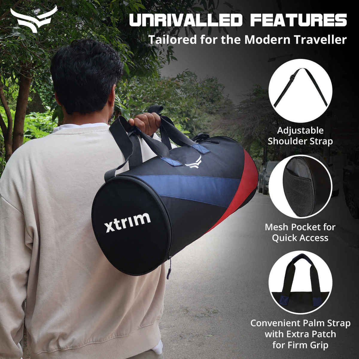 Xtrim 35L Gym Duffle Bag with Shoe Compartment | Travel & Sports Bag for Men & Women | Odyssey