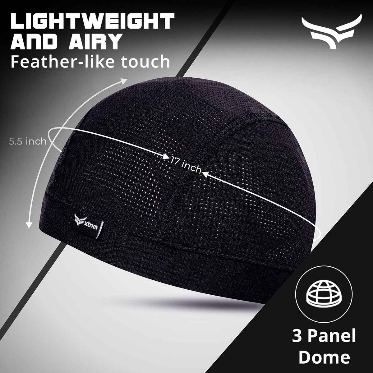 Xtrim Skull Cap for Bikers, Inner Helmet Liner | Orange & Black | One Size Fits All