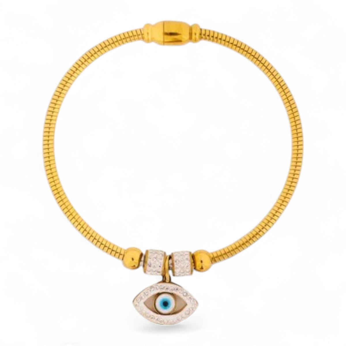 ZAISHA 18K Gold Plated Evil Eye Magnetic Bracelet Bangle | Birthday | Anniversary | Valentines gift