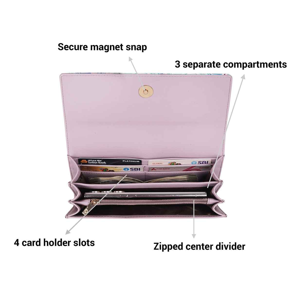 Metro Blue Synthetic Wallet for Women | 95-94-45