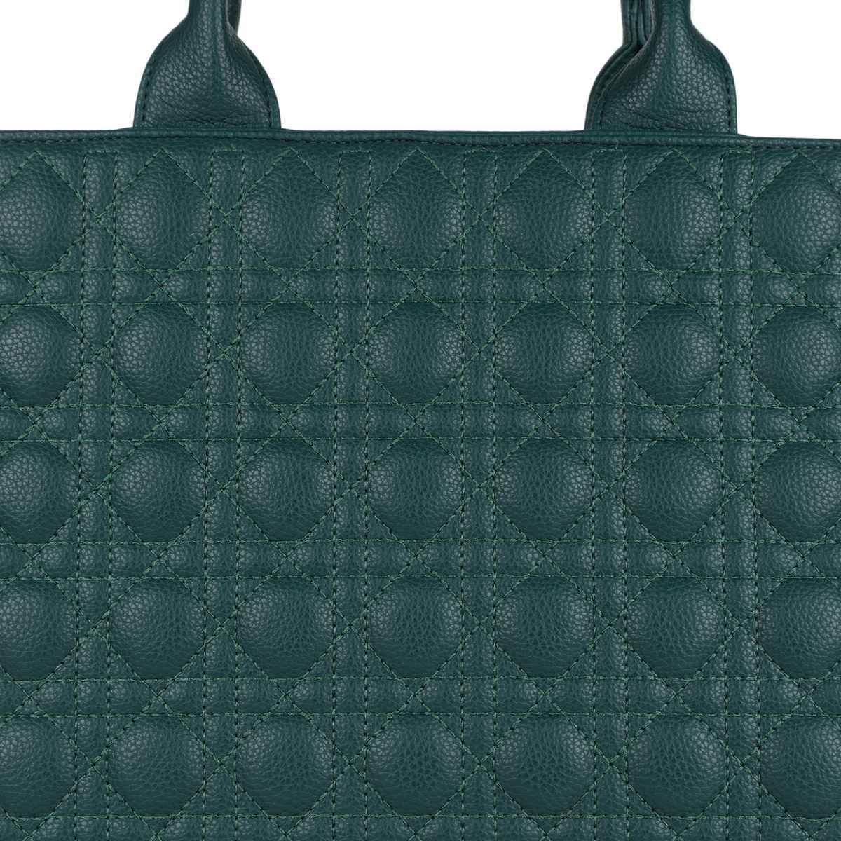 Mini Wesst Women's Textured PU 20 L Double Handle Tote Bag | Green - Regular